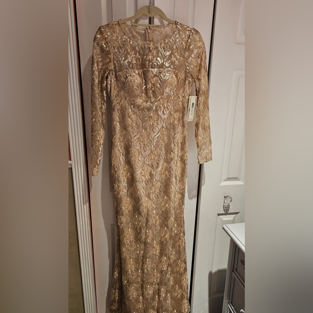 Eliza J Gold Long Sleeve Dress